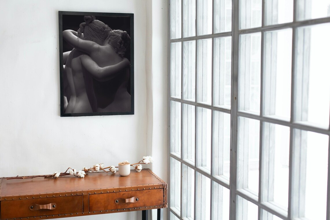 Marble Embrace Romantic Sculpture Art Print - Image 5