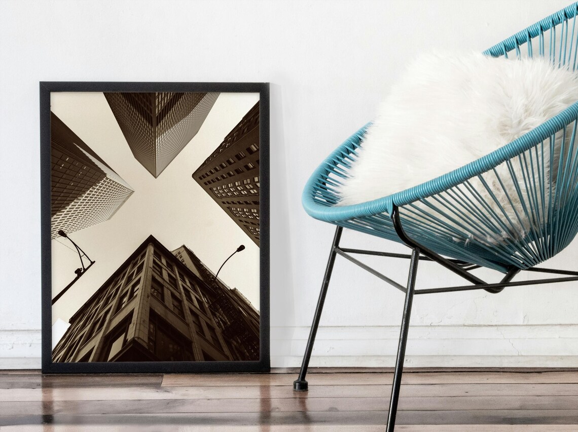 Urban Skyscraper Perspective, Modern Cityscape Art Print - Image 6