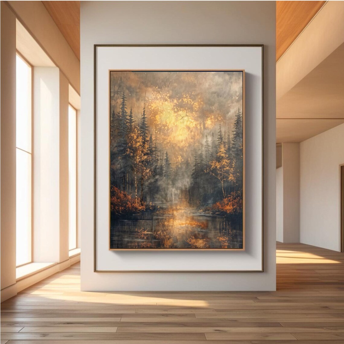 Autumn Forest Mist Art Print, Fall Landscape - Image 3