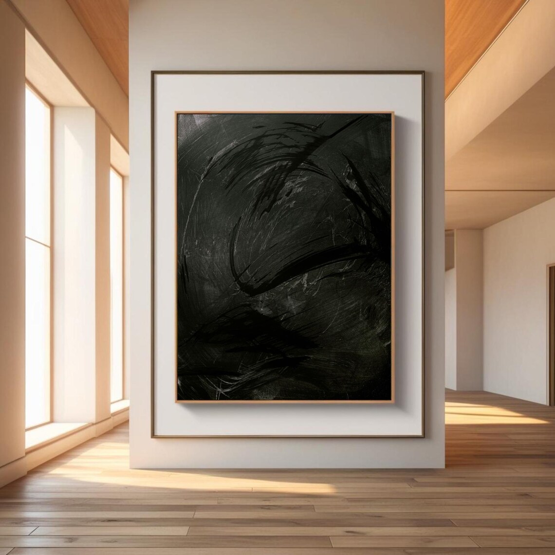 Dark Abstract Art, Moody Brushstroke Texture - Image 3