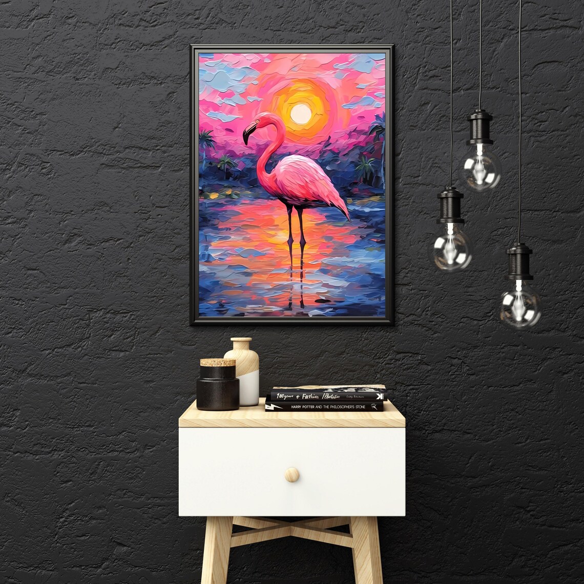 Flamingo Sunset Art Print, Tropical Boho Beach Art - Image 6