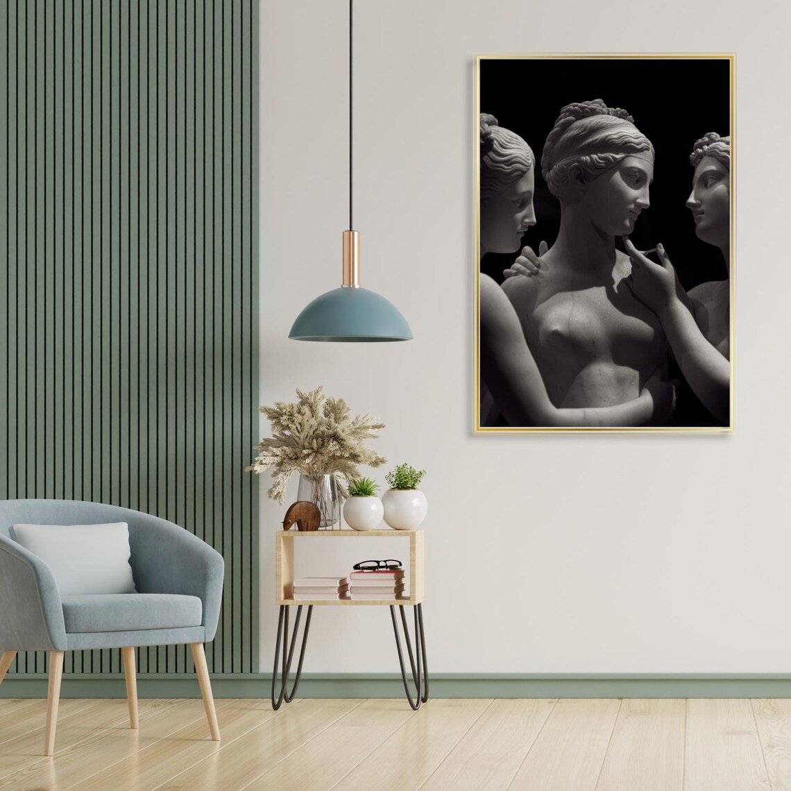 Elegant Trio Of Marble Statues, Sculpture Art Print - Image 5