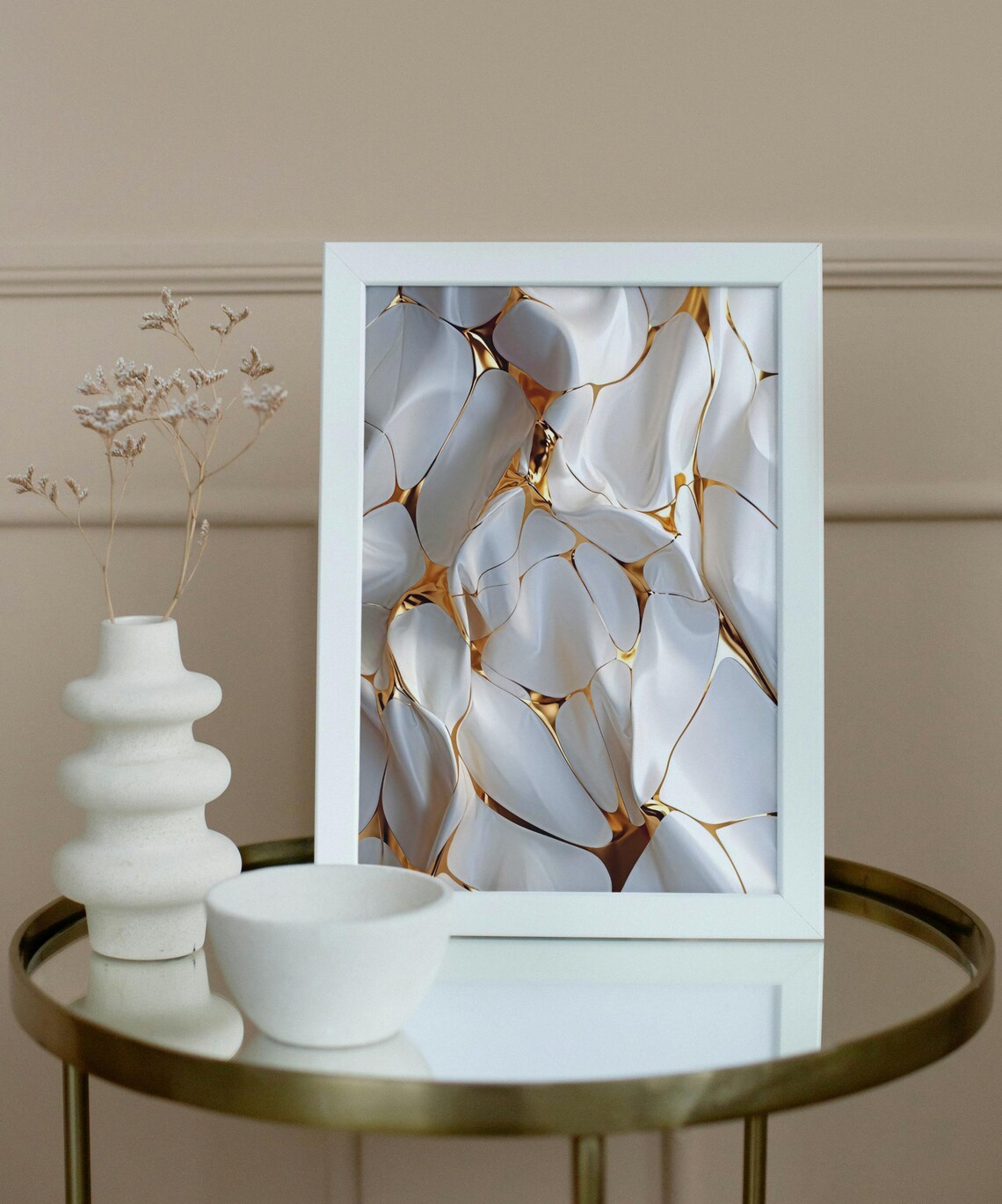 Modern Abstract Gold And White Fluid Design - Image 6