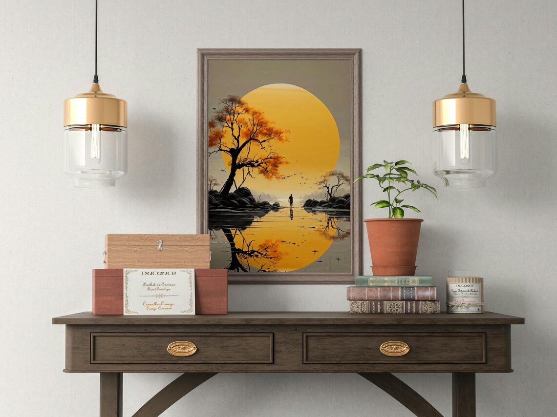 Solitary Wanderer, Minimalist Zen Landscape Art Print - Image 6