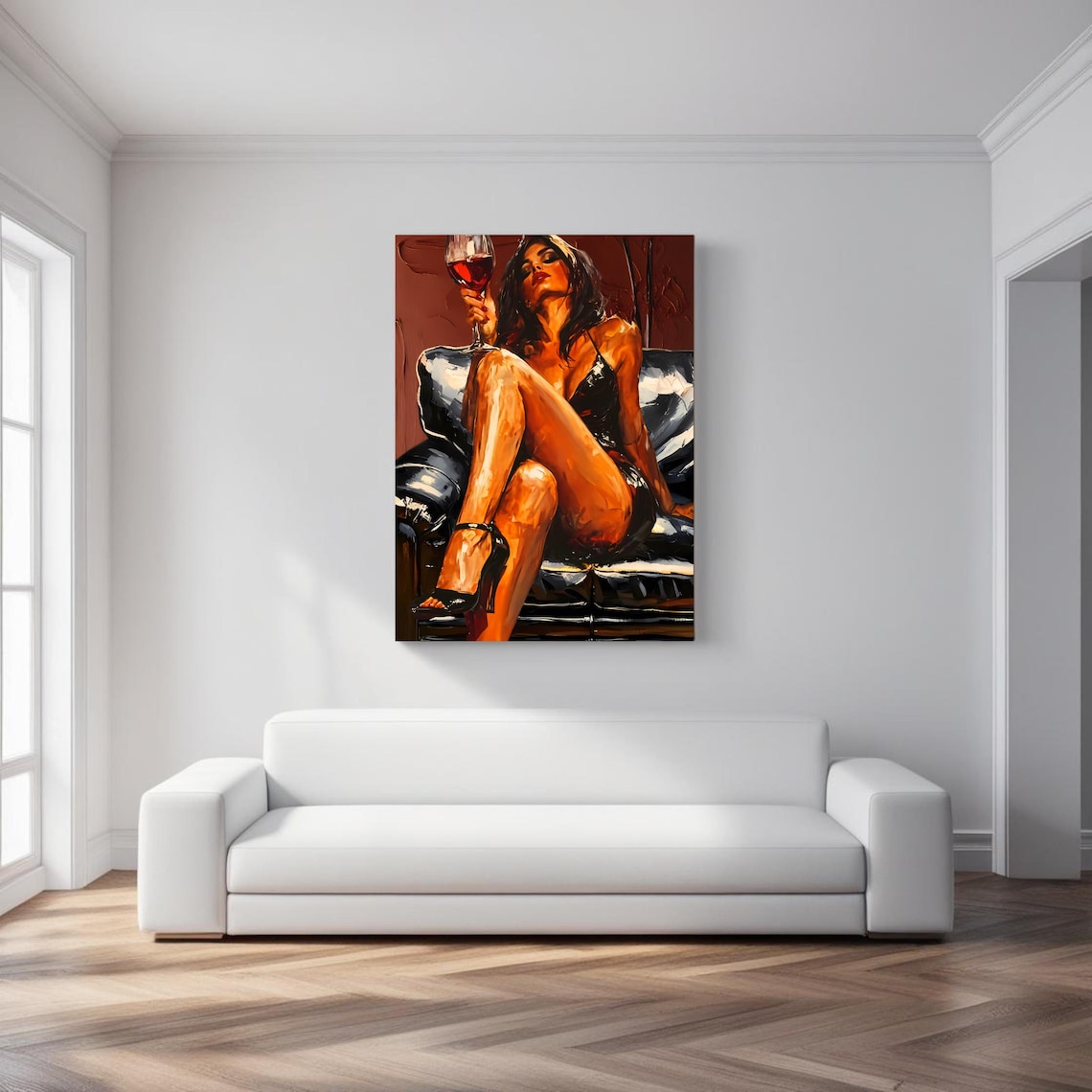 Sexy Woman Sensual Female Portrait, Modern Erotic Painting - Image 3