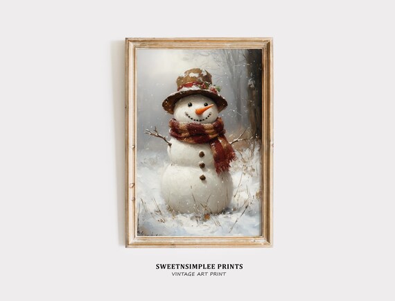 Cute Snowman Print Christmas Wall Art Winter Forest Decor Snowman Gift Holiday Wall Art Winter Wonderland Print 485