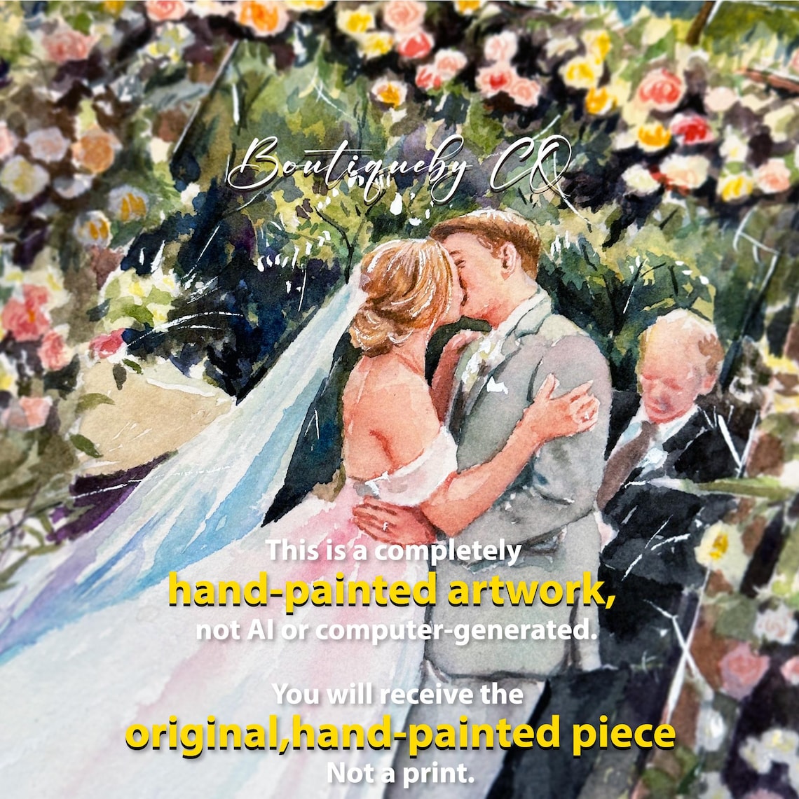 Wedding Party Tunnel Dance Celebration Watercolor Original Art Poster - Image 2