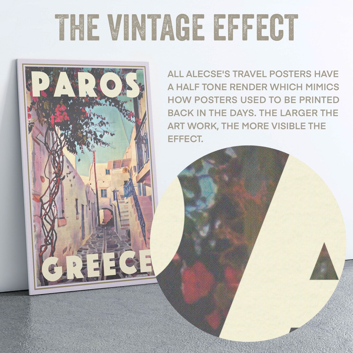 Paros Greece Retro Travel Poster Cyclades Island Whitewashed Alley Art - Image 2