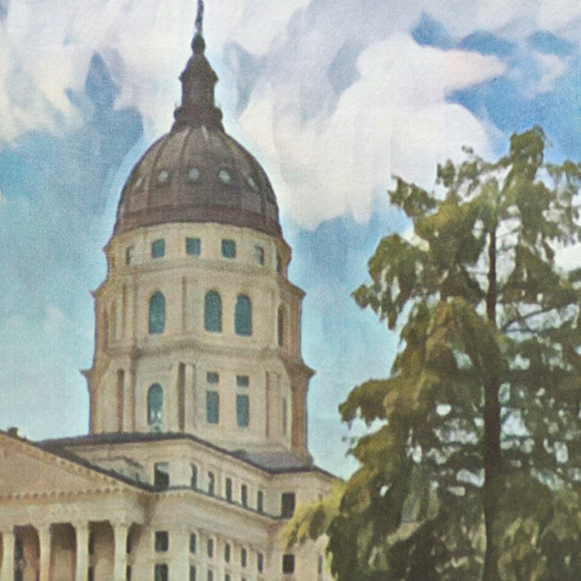 Topeka Kansas State Capitol Dome Blue Sky Vintage City Travel Poster - Image 4