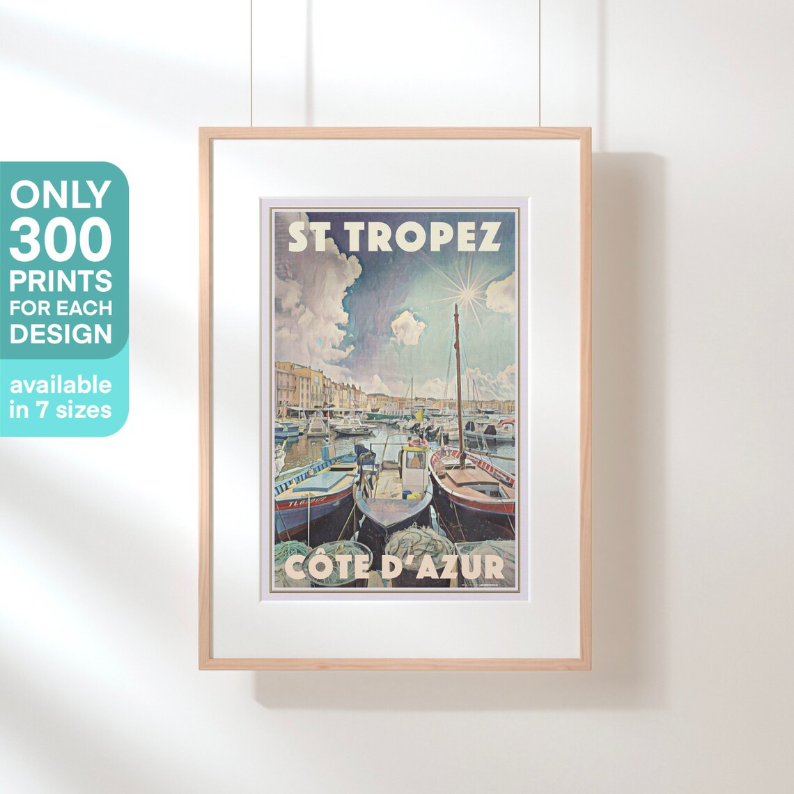 St Tropez Harbor Fishing Boats Cote d'Azur Retro Travel Poster - Image 3