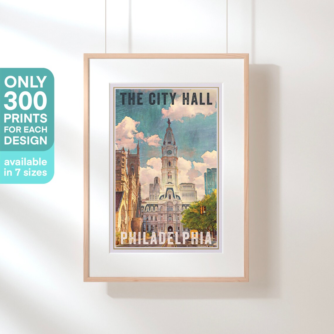 Philadelphia City Hall Retro Travel Poster Historic Downtown Art - Image 3