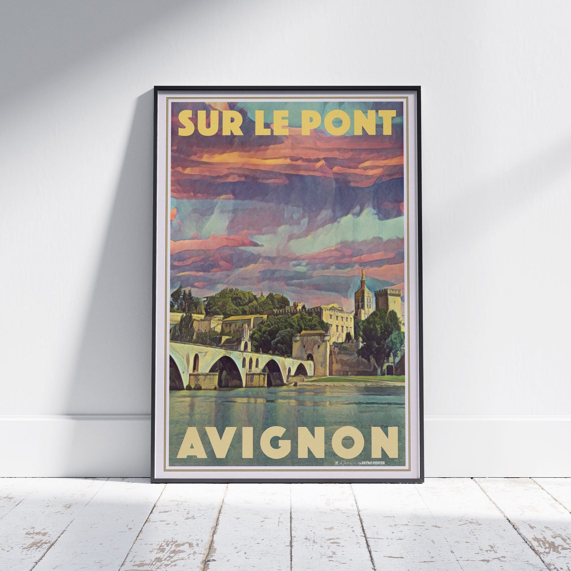Avignon Poster On The Bridge By Alecse Limited Edition France Travel Poster Of Avignon Vaucluse Poster France Gallery Wall Print