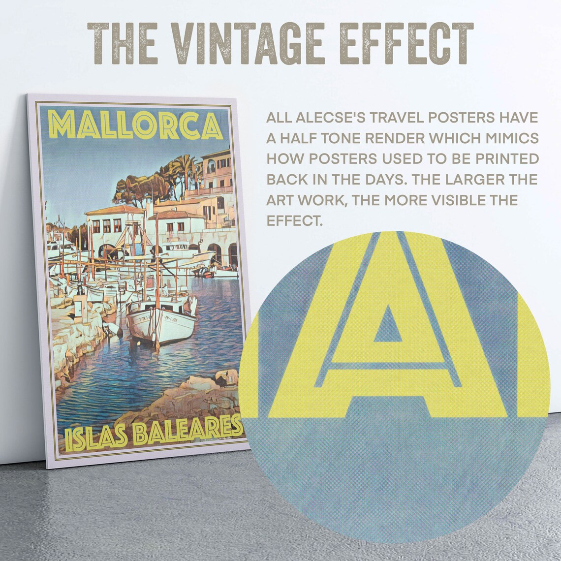 Mallorca Islas Baleares Fishing Harbor Boats Vintage Travel Poster - Image 2