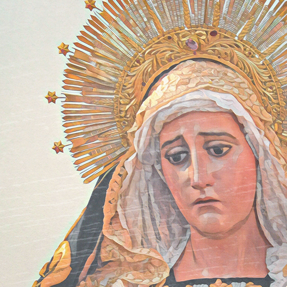 Antigua Guatemala Retro Travel Poster Virgin Mary Procession Art - Image 4