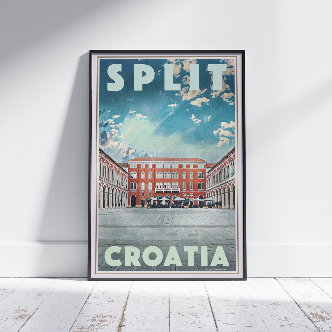 Split Croatia Old Town Square Red Facades Adriatic Travel Poster