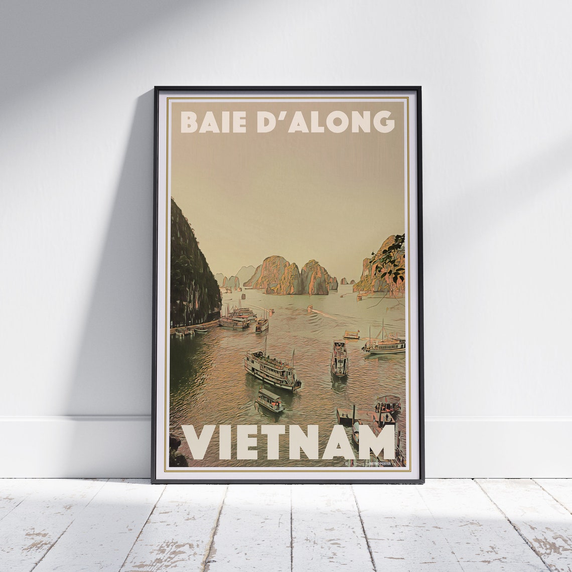 Vietnam Poster Ha Long Bay By Alecse Limited Edition Vietnam Travel Poster Ha Long Print Classic Vietnam Print Vietnam Travel Wall