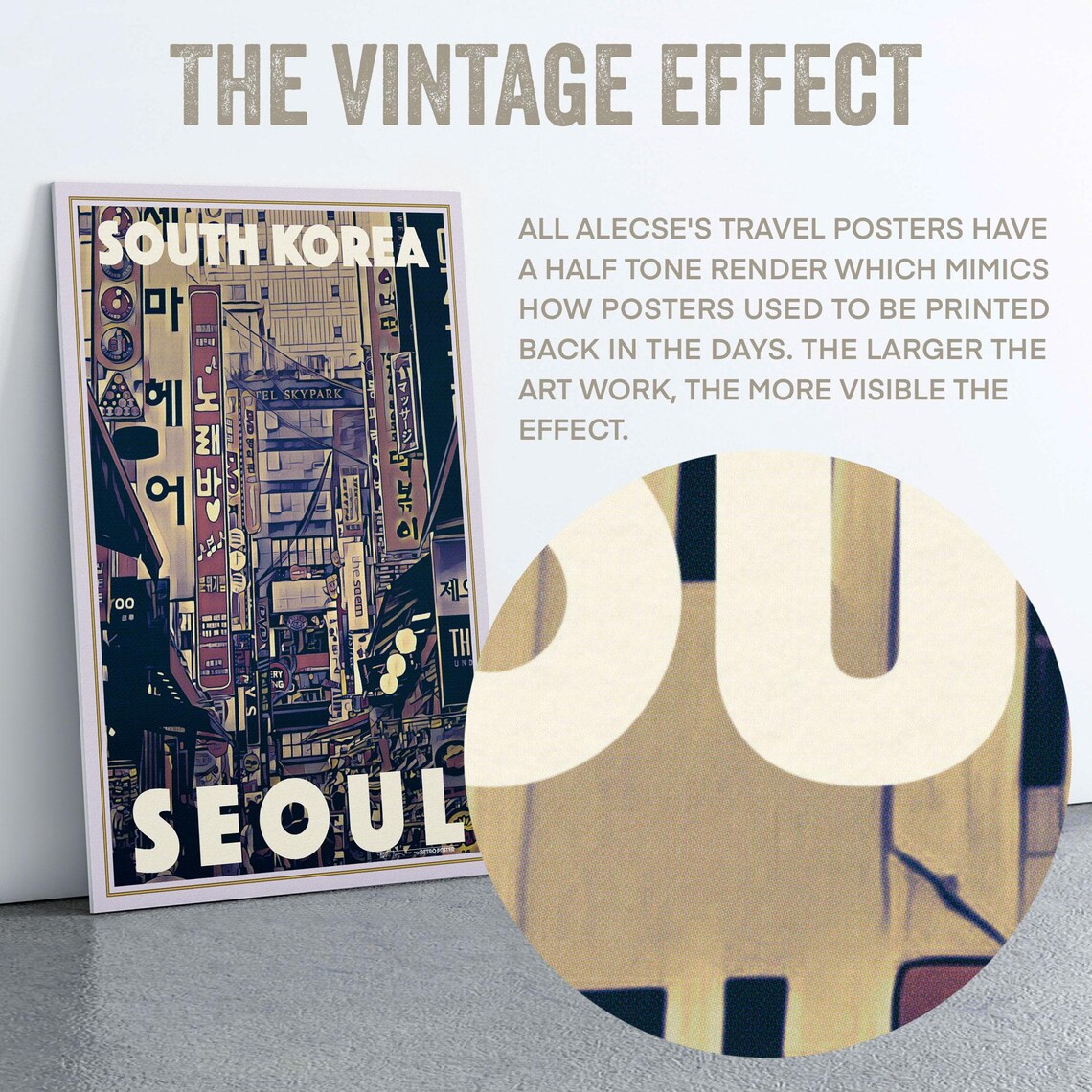 Seoul South Korea Neon Signs Busy Night Street Retro Travel Poster - Image 2