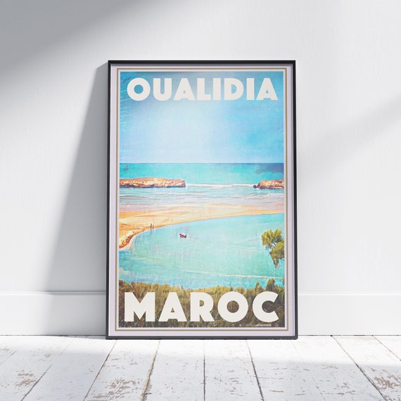 Oualidia Poster Maroc By Alecse Limited Edition Morocco Travel Poster Oualidia Print Oualidia Gift Poster Of Oualidia Morocco