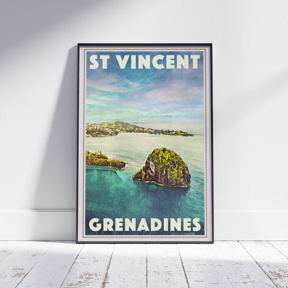 St Vincent Grenadines Tropical Islets Turquoise Sea Travel Poster