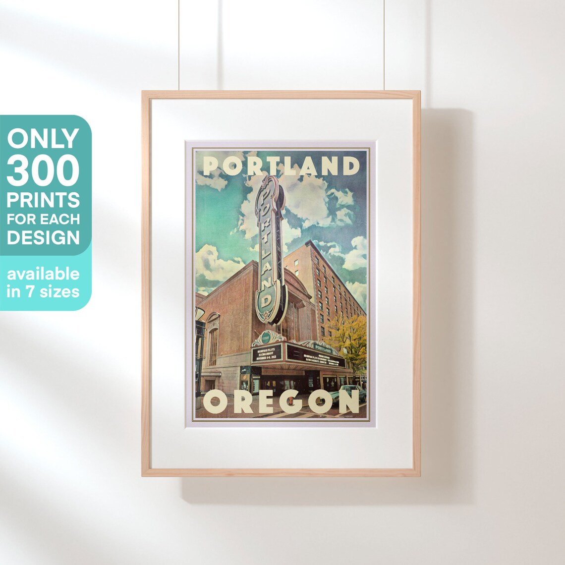 Portland Oregon Vintage Travel Poster Historic Theatre Sign Art - Image 3