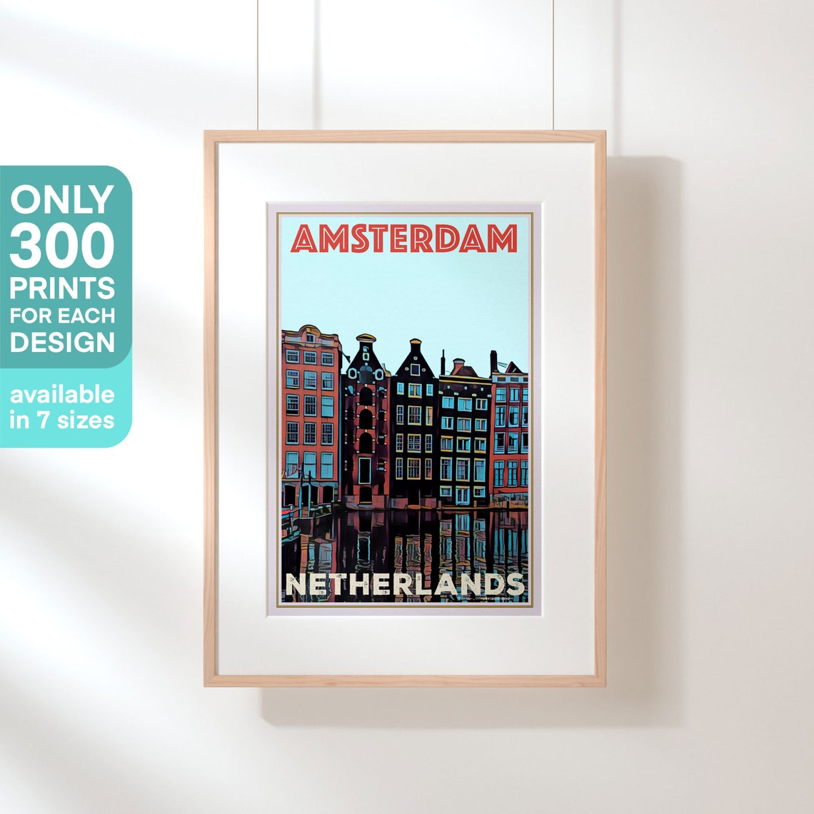 Amsterdam Gabled Canal Houses Retro Pop Art Poster Netherlands - Image 3