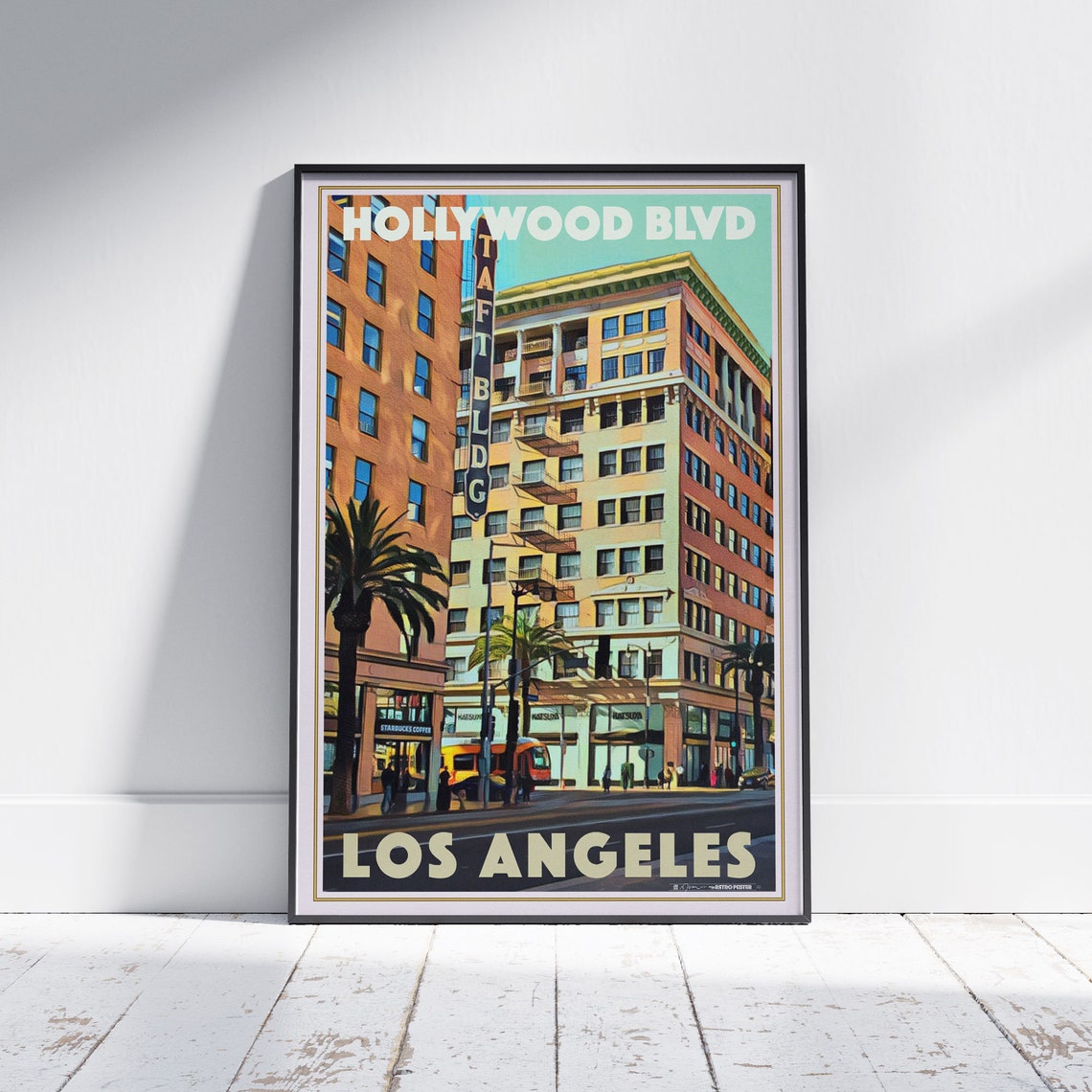 Los Angeles Poster Hollywood Blvd By Alecse Limited Edition Classic California Poster Poster Of Los Angeles Hollywood Blvd Print