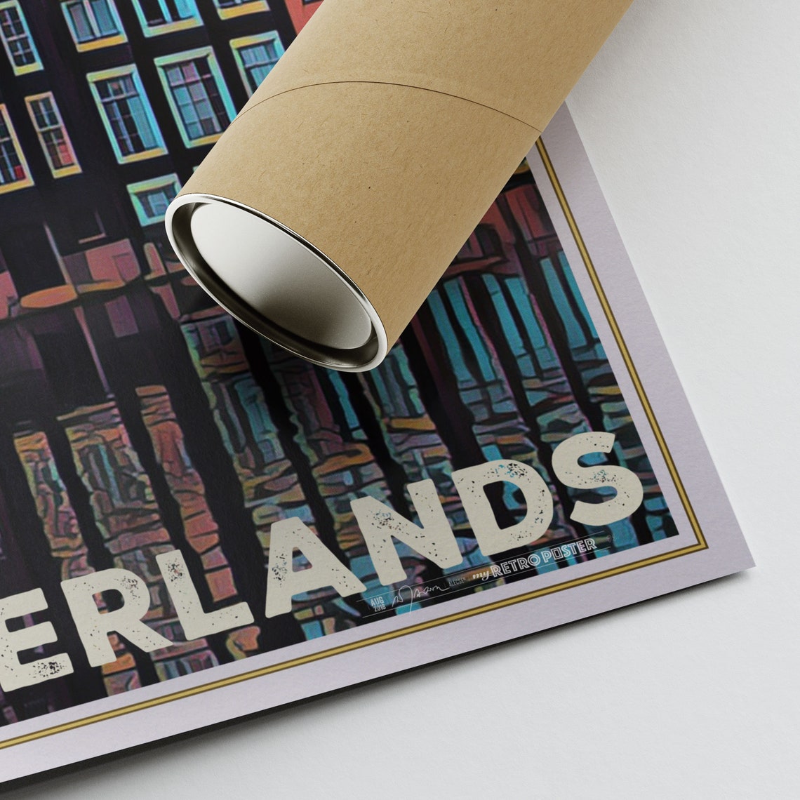 Amsterdam Gabled Canal Houses Retro Pop Art Poster Netherlands - Image 2