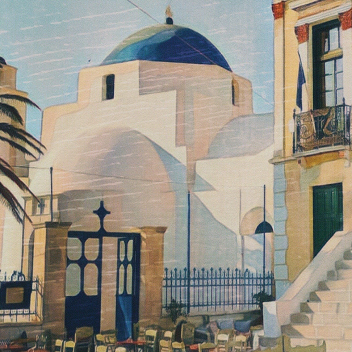 Serifos Greece Island Square Blue Dome Church Vintage Travel Poster - Image 4