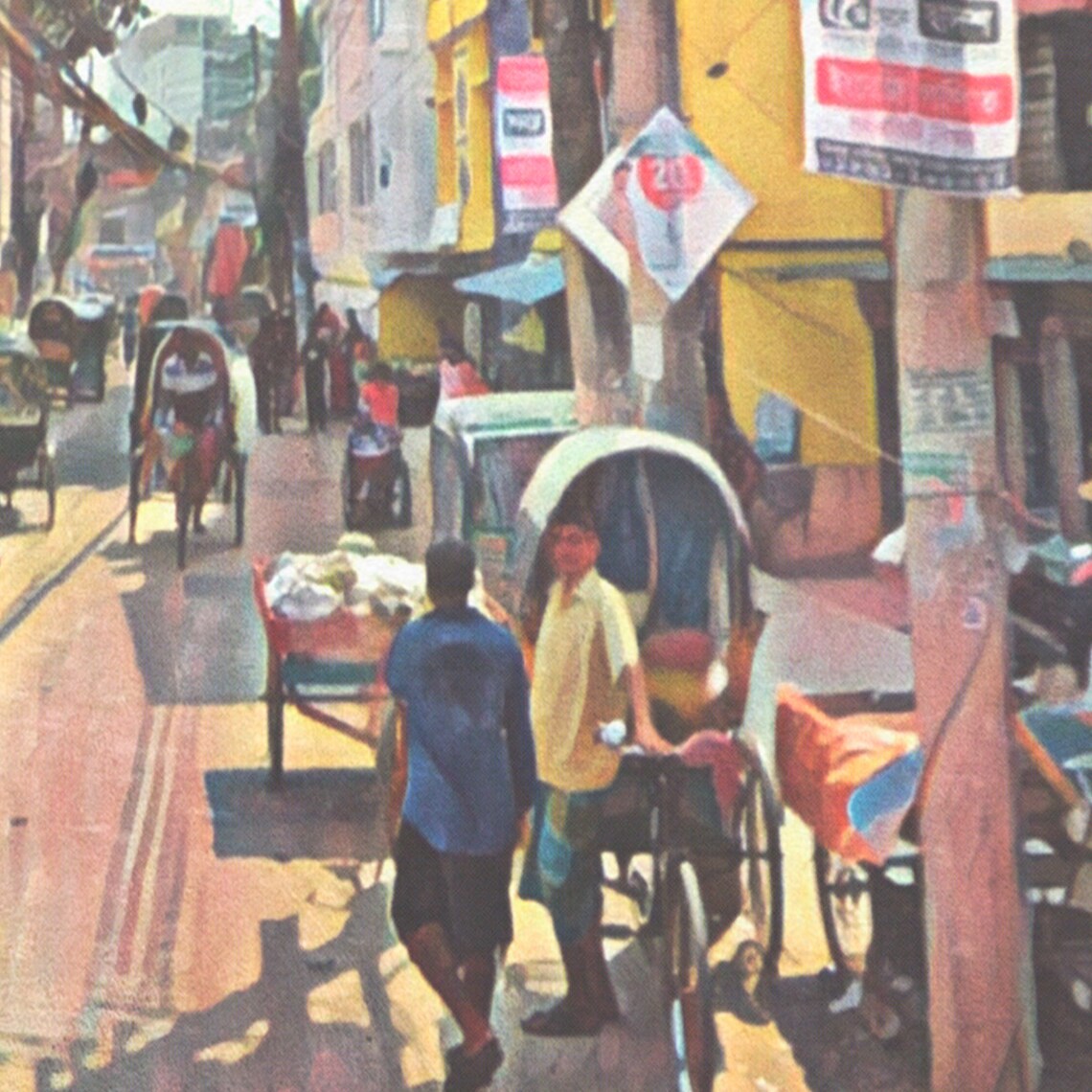 Chittagong Bangladesh Vintage Travel Poster With Rickshaw Street Scene - Image 4