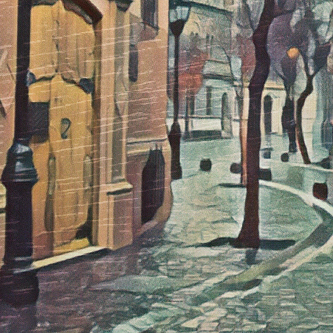 Santiago Chile Rainy Cobblestone Street Retro Travel City Poster - Image 4