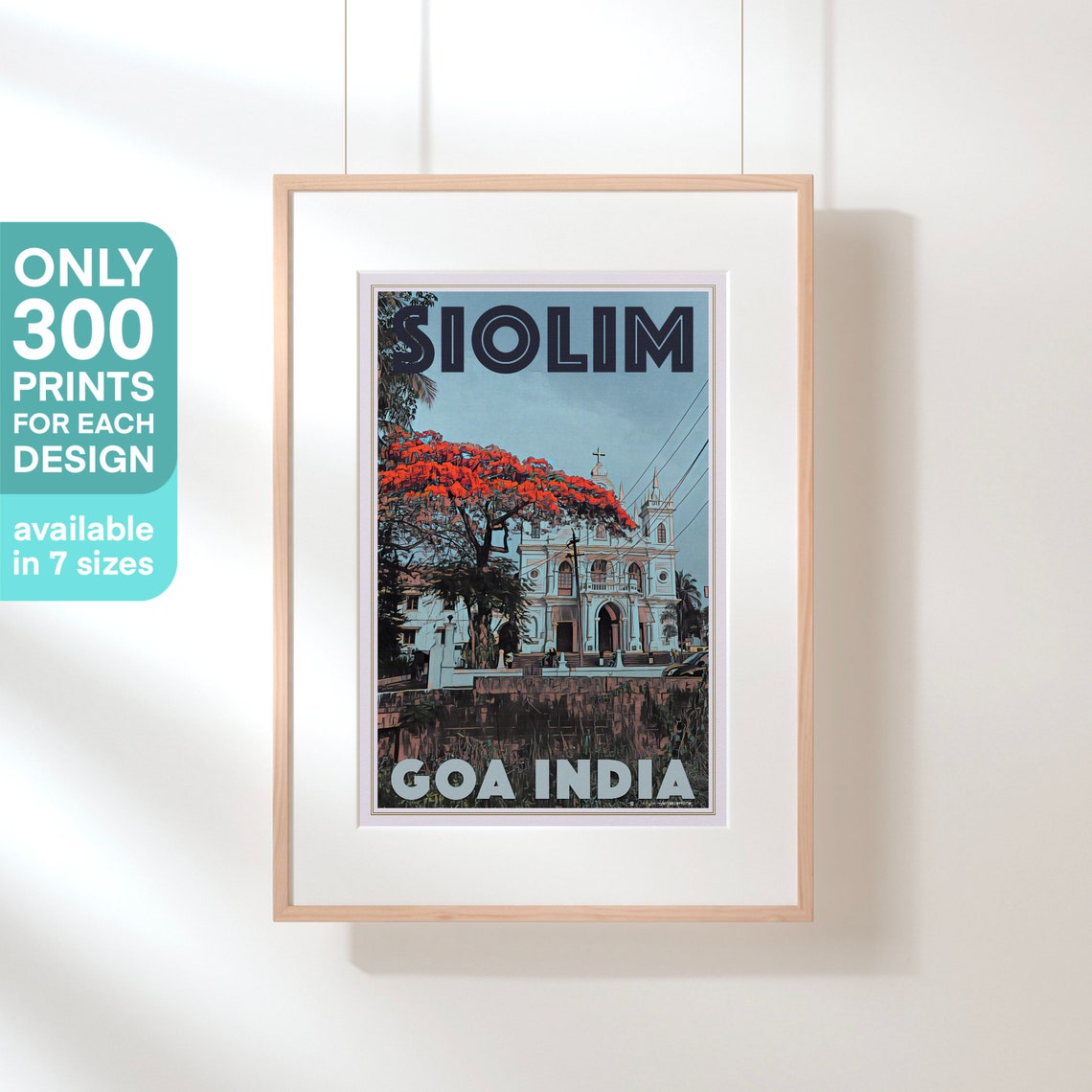 Goa Poster Siolim By Alecse Limited Edition Goa Travel Poster Indian Gallery Wall Print Of Siolim Poster Of Siolim Church Goa State - Image 3