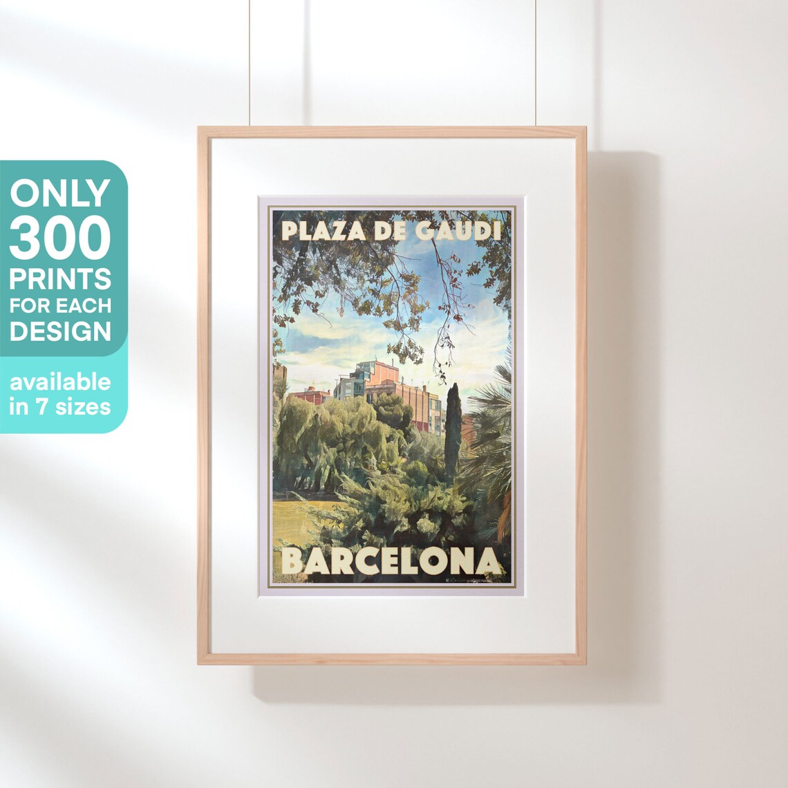 Barcelona Poster Plaza De Gaudi By Alecse Limited Edition Spain Travel Poster Catalonia Gallery Wall Print Of Barcelona Spain Deco - Image 3