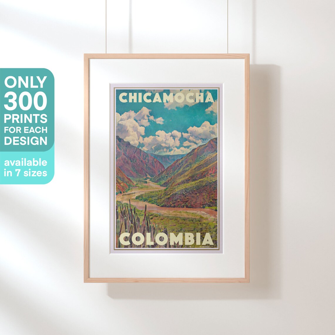 Chicamocha Colombia Vintage Travel Poster Canyon Valley Desert Art - Image 3
