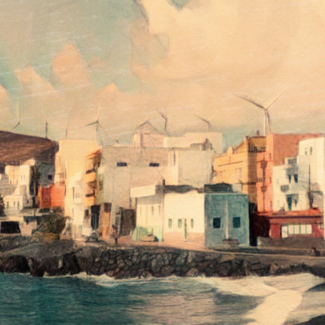 Tenerife Canary Islands Black Sand Beach Seaside Town Travel Poster - Image 4