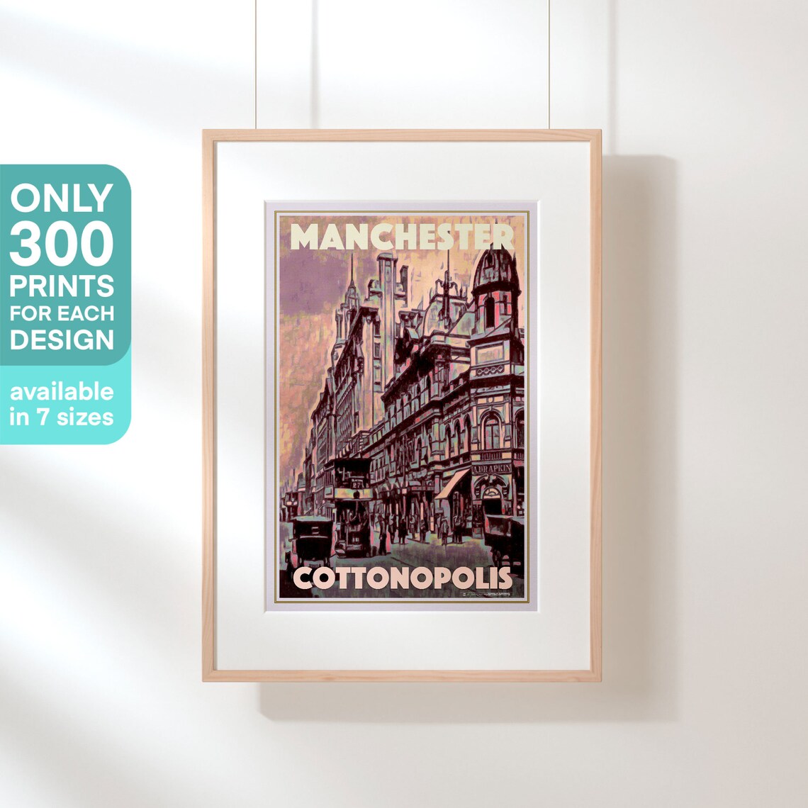 Manchester Cottonopolis Historic Victorian Street Scene Travel Poster - Image 3