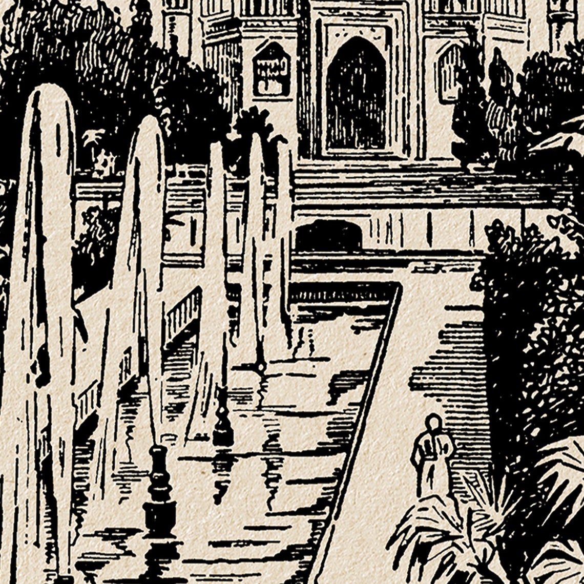 Taj Mahal Marble Monument Gardens Vintage India Matchbox Art Poster - Image 4