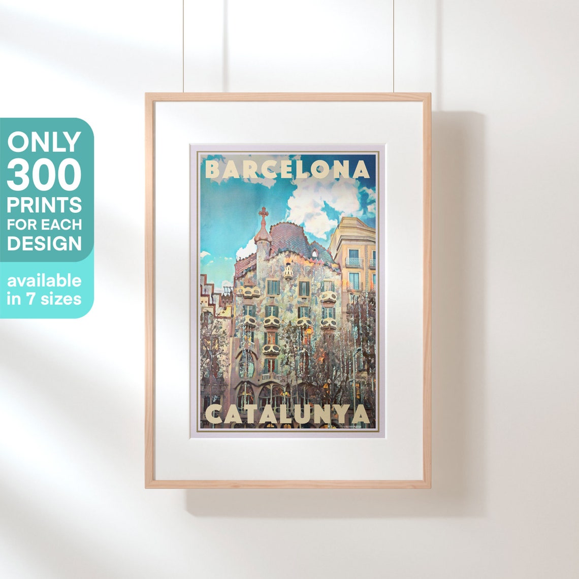 Barcelona Catalunya Casa Batllo Facade Vintage Travel Poster - Image 3