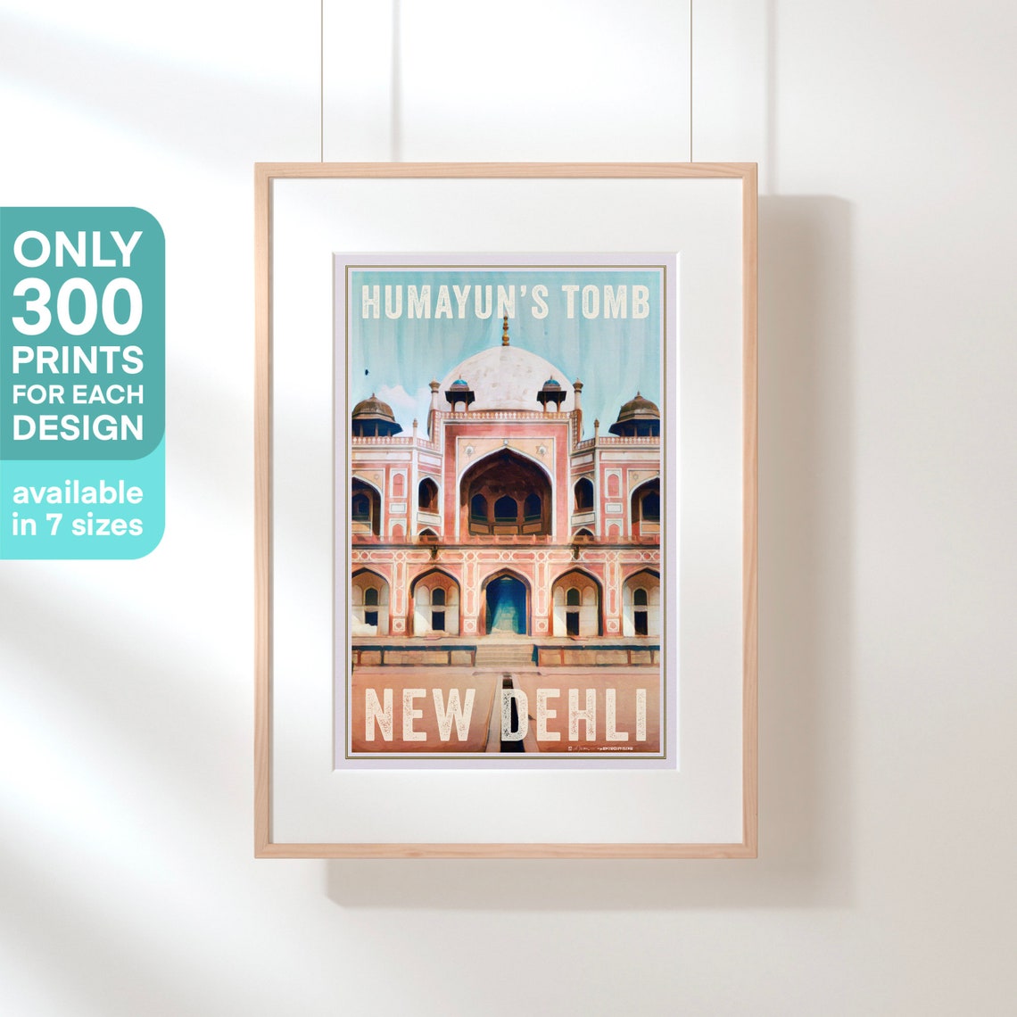 New Delhi Poster Humayuns Tomb By Alecse Limited Edition New Delhi Print India Travel Poster Humayun Print Pink Poster Of New Delhi - Image 3
