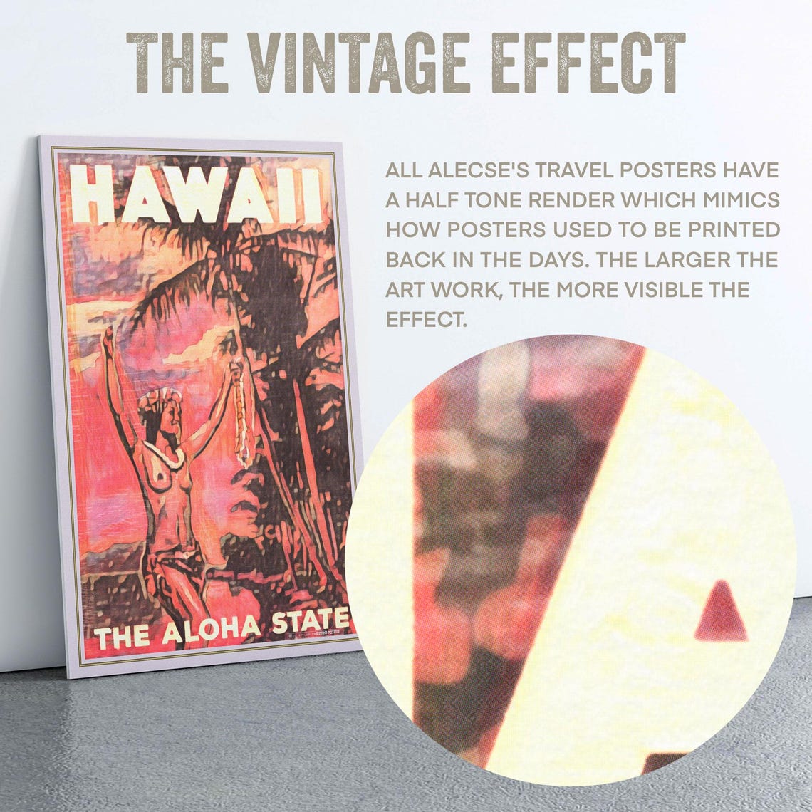 Hawaii The Aloha State Hula Dancer Sunset Vintage Travel Poster - Image 2