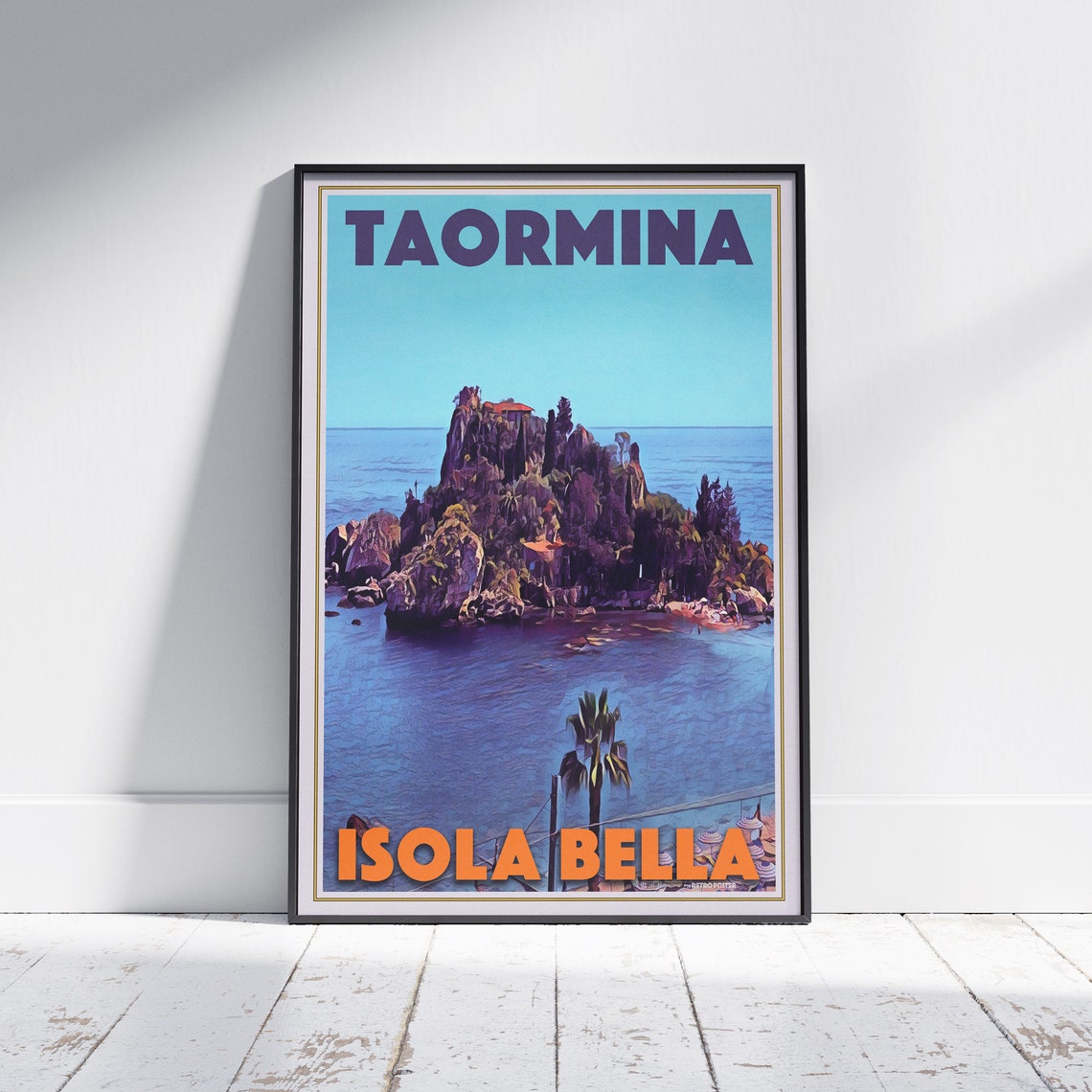 Taormina Poster Isola Bella By Alecse Limited Edition Sicily Travel Poster Italy Travel Poster Taormina Print Poster Of Taormina