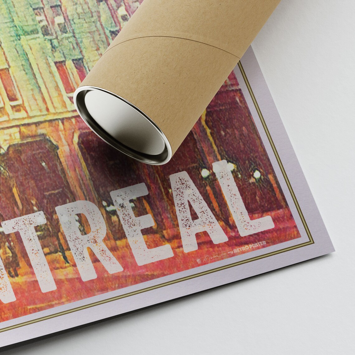 Montreal Sin City Archambault Building Night Retro Travel Poster - Image 3