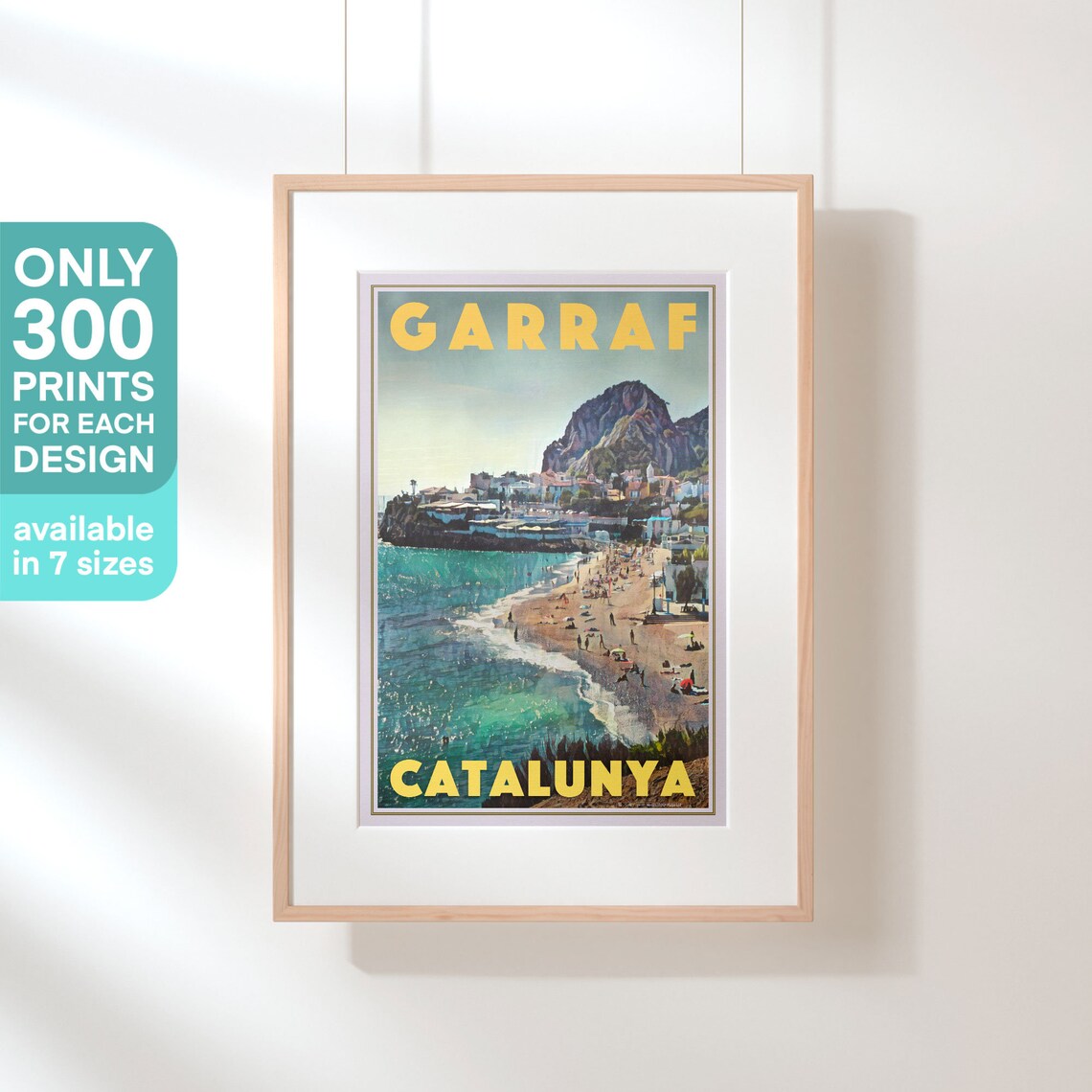 Garraf Catalunya Spain Turquoise Beach Cliffs Retro Travel Poster - Image 3