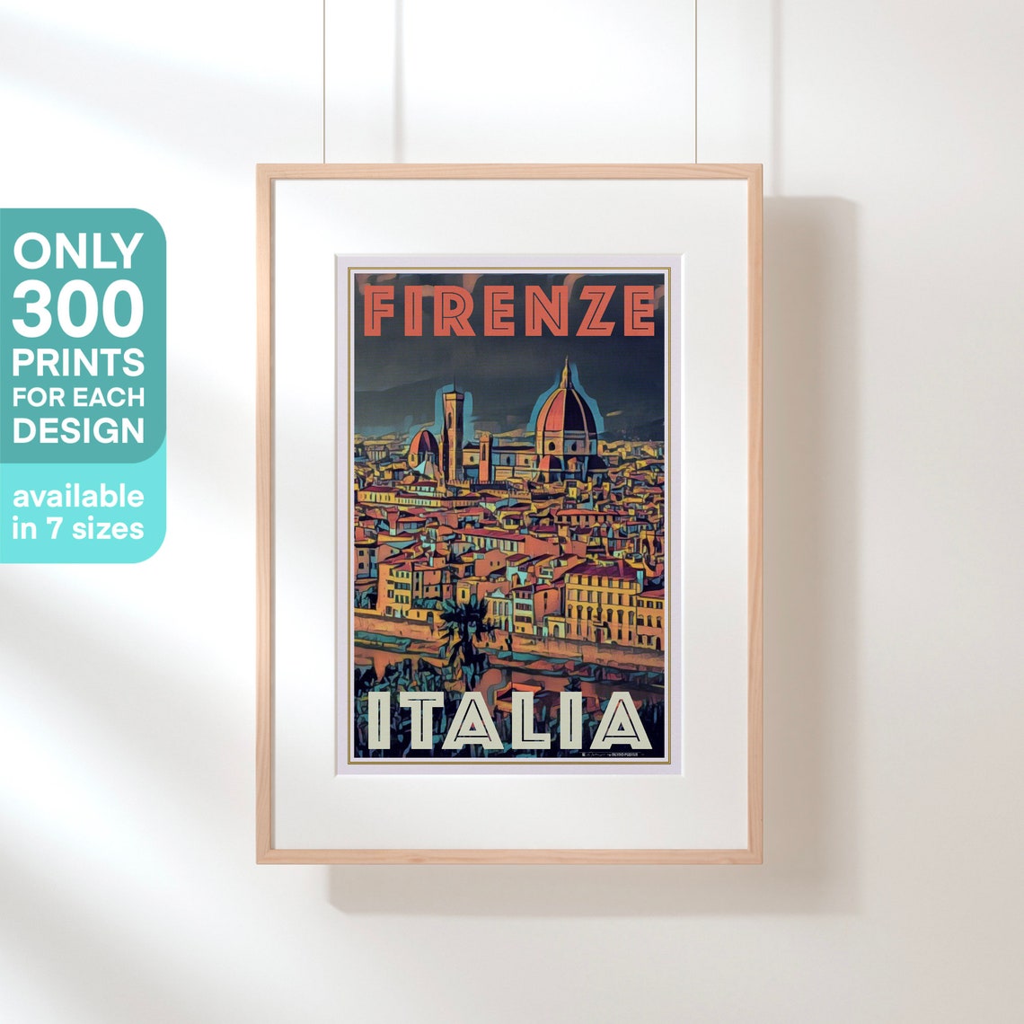 Florence Cathedral Duomo Night Skyline Italia Vintage Travel Poster - Image 3