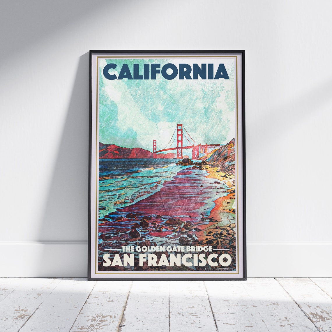 San Francisco Golden Gate Bridge California Beach Travel Poster
