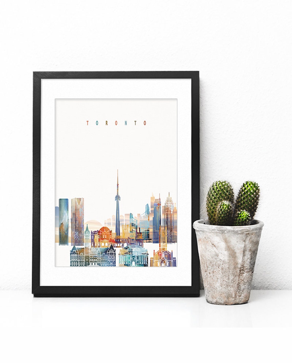 Toronto Watercolor Skyline CN Tower Modern Home Decor Poster - Image 2