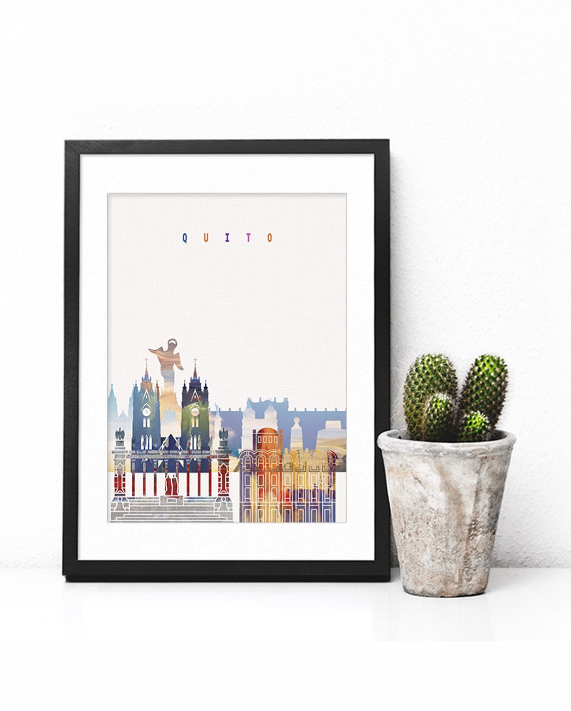 Quito Watercolor City Skyline Ecuador Print Home Decor Gift Modern - Image 2
