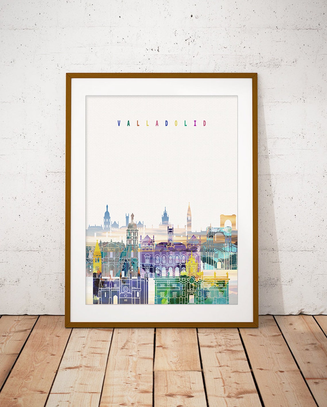 Valladolid Watercolor City Skyline Spain Print Home Decor Modern