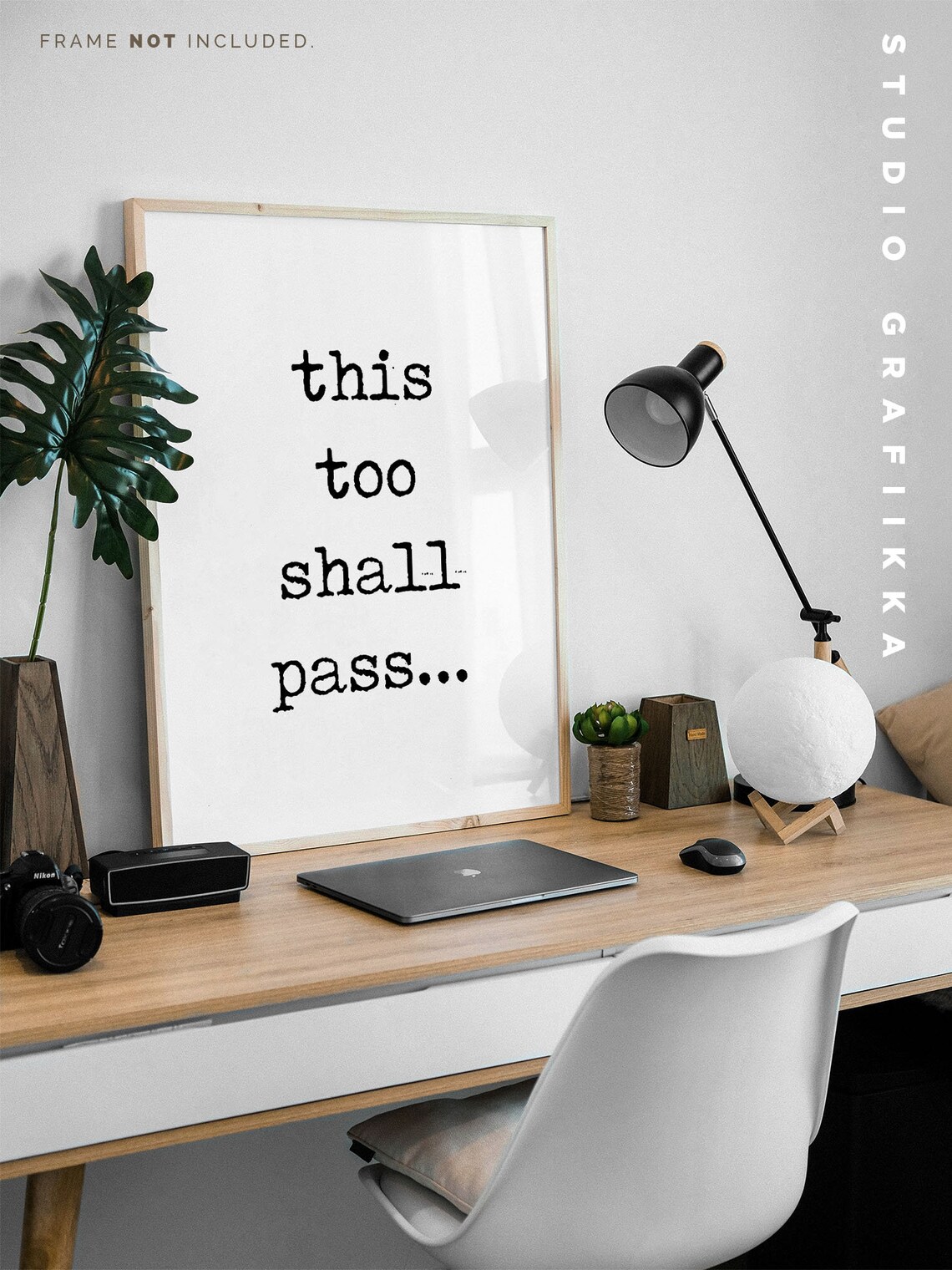 This Too Shall Pass Minimalist Typewriter Font Quote Art Print - Image 3