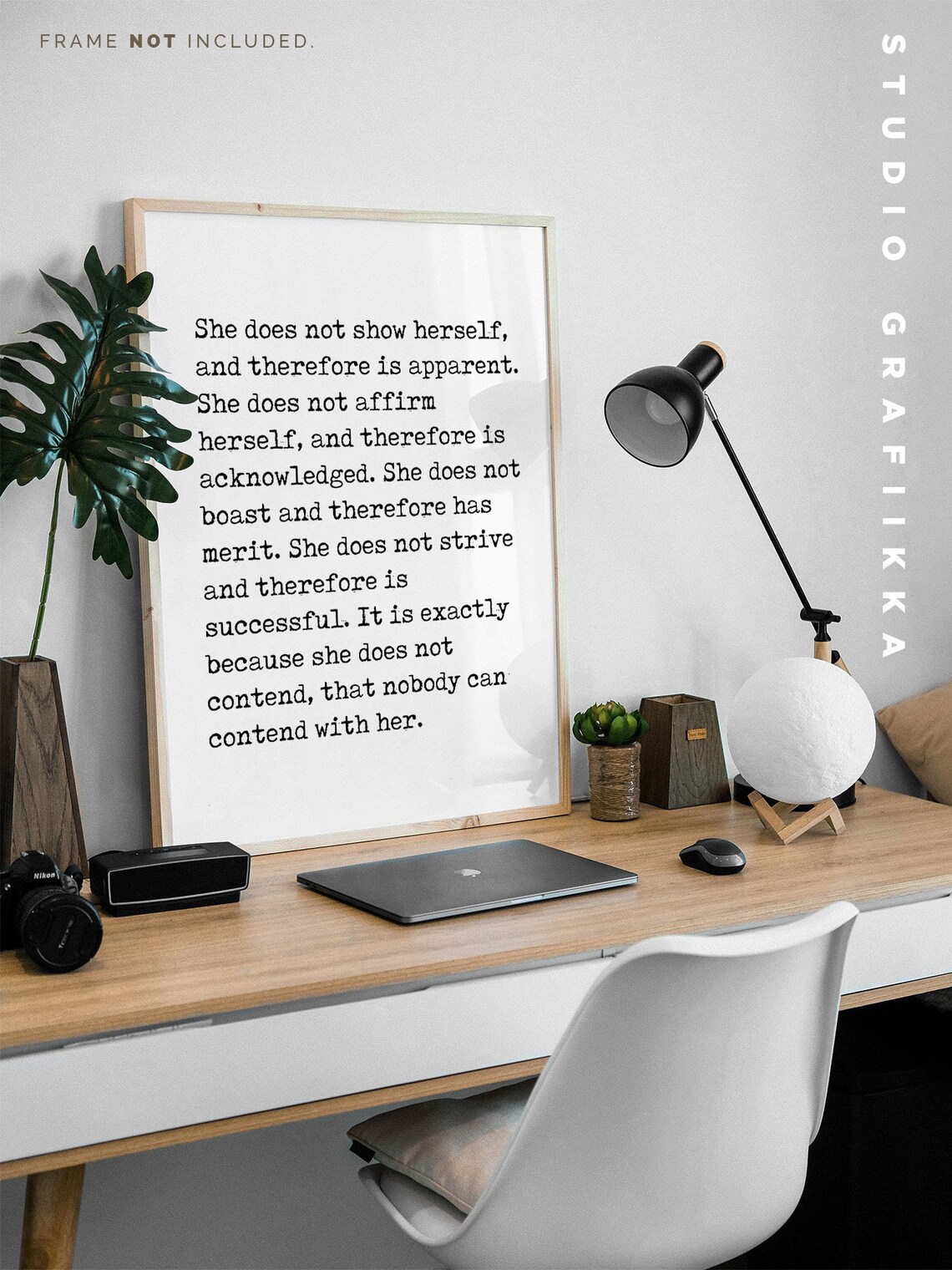 Lao Tzu She Does Not Contend Nobody Can Contend Wisdom Quote Poster - Image 3