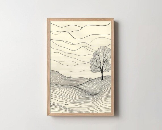 Minimalist Line Art Landscape Print Wall Art Art Neutral Decor Contemporary Artwork Instant Modern Home